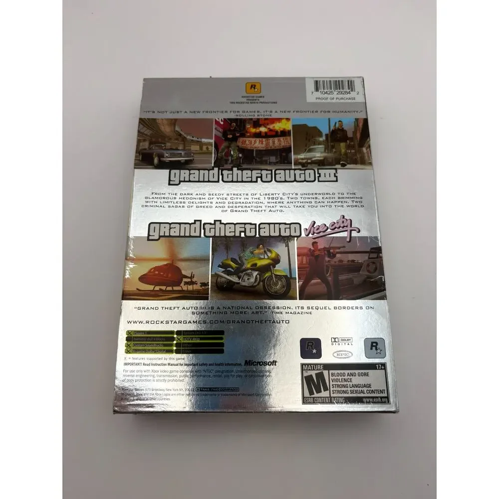 Grand Theft Auto Double Pack (Microsoft Xbox, 2003) - Complete with Posters/Maps